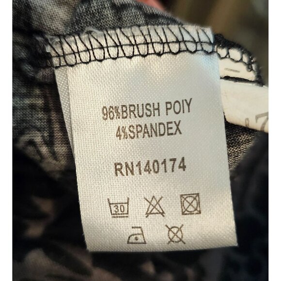 Black & Gray Floral Patterned 3/4 Sleeve Tunic/Dress By Reborn Sz L Dark Goth - Picture 7 of 8